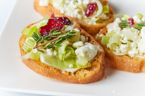 Goat Cheese, Sauteed Leeks & Thyme Crostini