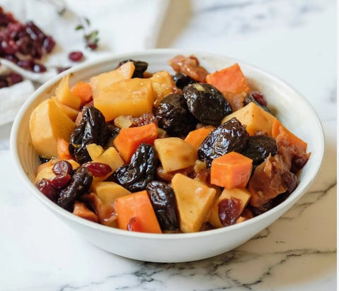 Tsimmes with Yukon & Sweet Potatoes, Prunes, & Carrots