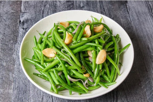 Sides - Haricot Vert with Red Onion, Roasted Garlic, & Garlic Oil